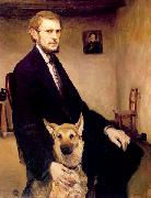 Miroslav Kraljevic Selfportrait with a dog USA oil painting artist